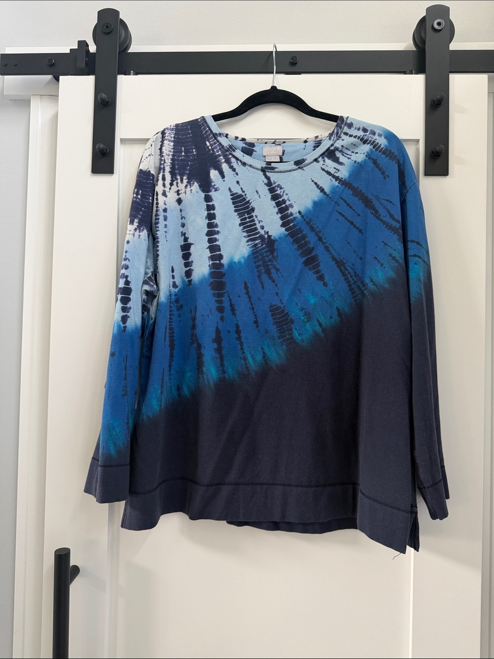 Women's Blue Tie-Dye Crewneck Pullover Sweatshirt